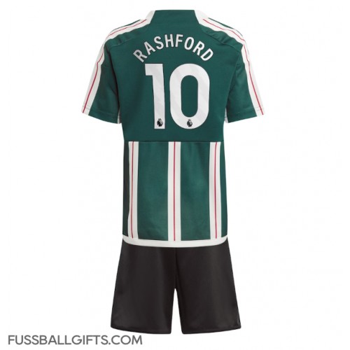 Manchester United Marcus Rashford #10 Fußballbekleidung Auswärtstrikot Kinder 2023-24 Kurzarm (+ kurze hosen)
